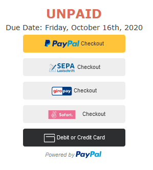Example of payment using PayPal for your Hanco Account